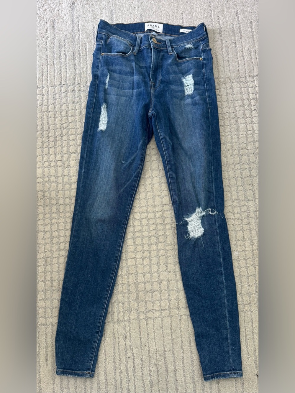 FRAME Le High Skinny Distressed Jeans | Hilltop Wash | Size 25 | Made in USA